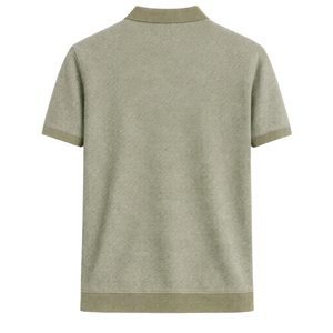 Polo en tricot rayé pour homme, manches courtes, coton premium texturé, bordure contrastante, coupe ajustée, décontracté, élégant, pour l'été, vente en gros - Product Image 2