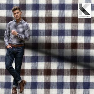 Yarn Dyed Cotton Canvas Fabric 1/1 Plain Weave 85GSM Check Textile OEM ODM - Product Image 2
