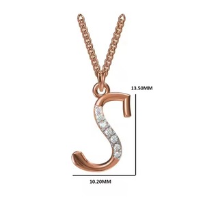 Collar con Colgante de Letra S Chapado en Oro Rosa con Circonitas Cúbicas Engastadas, Cadena Clásica Trenzada Estilo Singapur, Joyería Unisex - Product Image 4