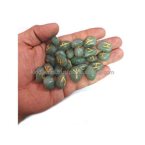 Offre Spéciale 25 pièces naturel vert Aventurine Rune ensembles meilleure qualité sculpté pierres précieuses cristaux de guérison gravé dégringolé Souvenir - Product Image 4