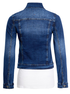 Slim Fit Stonewashed Denim Jacket Women's <b>Button</b> Up Casual <b>Jean</b> Coat Solid Color Long Sleeve Topstitch Design Autumn Wear - Product Image 5