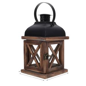 Farol de Madera Natural y Hierro de Alta Demanda con Asa, Decoración de Iluminación para el Hogar, Bodas y Navidad, Faroles Colgantes para Velas - Product Image 1