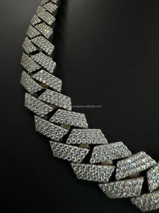 New Arrival 20mm Moissanite Diamonds Studded Cuban Link Two Tone Sterling Silver Unisex Iced <b>Rapper</b> Necklace Reasonable Prices - Product Image 5