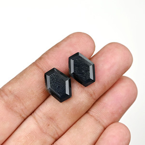 Obsidiana Negra Natural en Forma de Hexágono, Corte Escalonado, Alto Pulido, 10x16mm, Cabujón Suelto para Joyería, Juego de Colgantes y Pendientes - Product Image 5