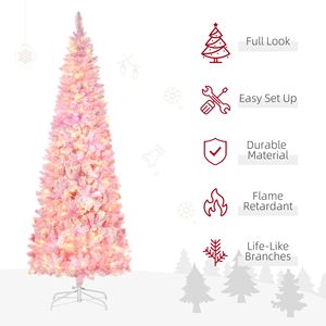 Albero di Natale Artificiale da 2,3 m con 350 Luci LED Rosa, Albero Pre-Illuminato con 700 Rami, Base Staccabile in Materiale PE, 210 cm - Product Image 4