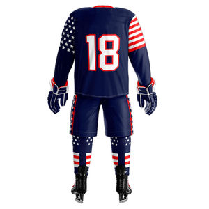 Ensembles d'uniformes de hockey sur glace respirants et anti-rétrécissement, brodés, à manches longues, avec short, anti-humidité et écologiques - Product Image 4