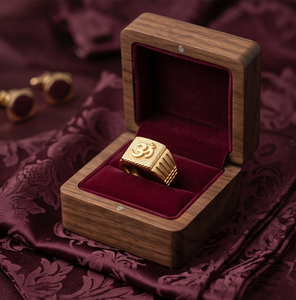 DIVYORO แหวนสัญลักษณ์โอมแบบมีลวดลายทองเหลืองและทองแดงชุบทองสำหรับผู้ชาย - Product Image 4