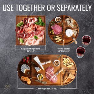 Juego de Tablas de Charcutería Grandes Synergy Loop - 3 Piezas Únicas, Largas y Redondas - Tablas de Queso y Charcutería Magnéticas de Madera de Acacia - Product Image 3