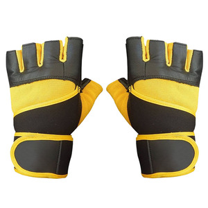 Heavy Duty Leather Exercise Gloves with Long Wrist Wraps Breathable Gym <b>Hand</b> Protection for Strength Training Fitness - Product Image 4
