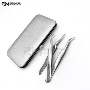 RMI Customized <b>Silver</b> Color Tweezers mirror polished easy Grip Eyelash Extensions Volume Lash Tweezers - Product Image 5