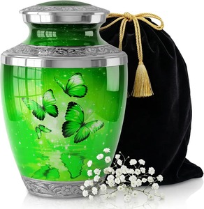 Urna Funeraria de Árbol de la Vida Verde para Cenizas Humanas Adultas, Estilo Vidrio Teñido, Urna Grande de Aluminio con Bolsa de Terciopelo - Product Image 5