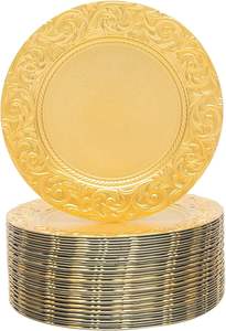 Assiette de présentation ronde décorative Or et Argent pour Mariage, Événement, Hôtel, Restaurant, Décoration de Table - Product Image 2