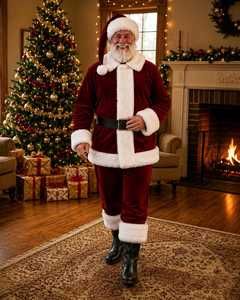 Costume de Noël pour adulte, costume en velours rouge avec chapeau et ceinture en fourrure blanche, tenue de fête de Noël - Product Image 6