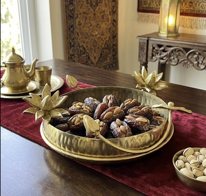 Bol à fleurs en métal pour dattes et chocolat, décoration Ramadan, pour service de table et aménagement de salle à manger de luxe, décoration élégante pour la maison, couleur or - Product Image 6