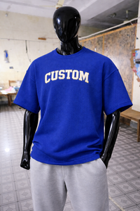 Camiseta de punto gofrado con logotipo personalizado para hombre, estilo oversize con hombros caídos, streetwear, camiseta básica de algodón de alta calidad - Product Image 5