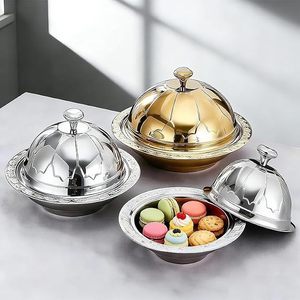 Plateau en acier inoxydable avec couvercle, vaisselle et assiettes multifonctions de luxe pour mariage, fête, hôtel, banquet, plats à réchaud pour buffet - Product Image 3