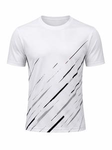 เสื้อยืดคอกลมแขนสั้นสีขาวสำหรับผู้ชาย ลายพิมพ์สีดำแบบรีดร้อน สปอร์ต ทรงเข้ารูป ผ้าถัก แห้งเร็ว โพลีเอสเตอร์ 100% กำลังเป็นที่นิยม - Product Image 2