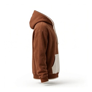 Men's <b>Brown</b> 100% Cotton <b>Fleece</b> Hoodie 370GSM Regular Fit Casual Pullover Sweatshirt Soft Smooth Fabric Winter Wear - Product Image 4