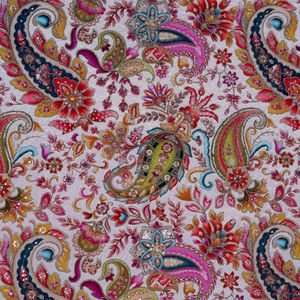 Tissu Crêpe Léger Blanc Ivoire Majestueux avec Broderie Paisley et Paillettes Scintillantes, 44 Pouces, Matière Ethnique Indienne - Product Image 6