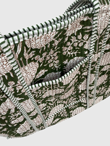 Sac fourre-tout en toile à motif floral avec design à panneaux, ouverture supérieure, style bohème, pour le shopping en toutes saisons - Product Image 5