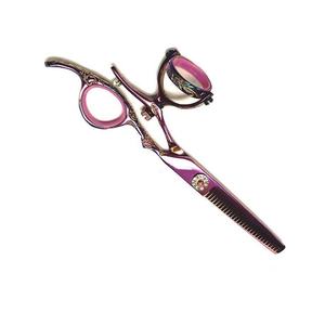 กรรไกรตัดผมสเตนเลสสีม่วง6.5นิ้วแบบมืออาชีพด้ามจับสบายผมผอมบางพร้อมใบมีดคมเครื่องมือความงาม - Product Image 5