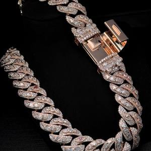 Cadena cubana de moissanita VVS personalizada, collar de plata 925 con diamantes, cadena cubana fina, joyería para hombre. - Product Image 5