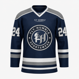 Camiseta de Hockey sobre Hielo Fly Humble para Hombre, Azul Claro, Cuello en V, Manga Larga, Logotipo Bordado, Transpirable, Poliéster, Nombre del Equipo Personalizado - Product Image 4