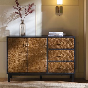 Modern Solid Wood Sideboard Console <b>Cabinet</b> Textured Storage <b>Buffet</b> Black and Gold Living Room Dining Room <b>Buffet</b> Table - Product Image 1