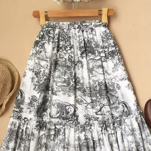 Vestido Largo con Estampado Artesanal Indio para Mujer, Falda con Estampado Artesanal, Vestido Estampado a Mano, Falda Larga de Algodón Blanco para Mujer - Product Image 1