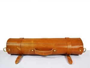 Wholesale Customizable Genuine Leather Knife <b>Roll</b> Bag 15 Slots Chef Knife Case with Detachable Belt Cowhide Chef <b>Roll</b> Holder - Product Image 1