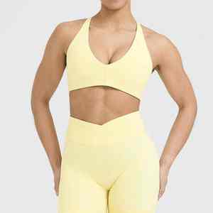 Sujetador deportivo push-up para mujer, a prueba de golpes, sin espalda, top de fitness sin costuras, conjunto acolchado con forro de spandex para entrenamiento - Product Image 3