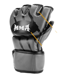 Gants de grappling MMA personnalisés demi-doigts en cuir PU, avec lacets, légers, pour adultes, pour la boxe et le Muay Thai, Wize - Product Image 3