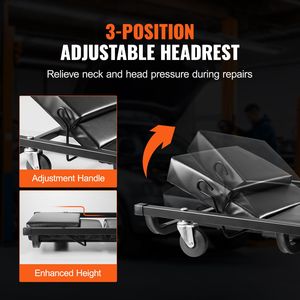 Carrello da Officina da 40 Pollici con 6 Ruote Regolabili, Capacità 300 Libbre, Poggiatesta Imbottito per Riparazioni Auto - Product Image 3