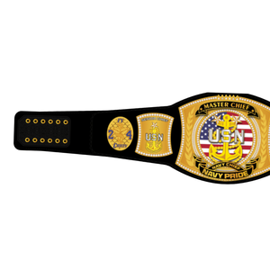 Custom Master Chief USN Navy Pride Wrestling Championship Belt - High-Quality Design with Gold Accents Ideal for Collectors Fans - Product Image 3