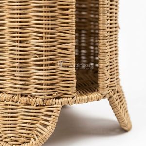 Support de papier toilette tressé en rotin naturel, autoportant, avec poignée de transport, écologique, rustique, pour restaurant, à fentes - Product Image 5