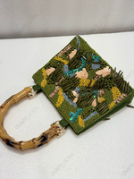 Sac à main artisanal en bambou perlé vert, idéal pour l'été et l'automne, sac de villégiature, vente en gros, OEM, export, marque privée