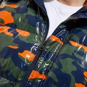 Chaqueta Acolchada de Camuflaje Naranja y Verde Brillante para Hombre, Cuello Alto, Abrigo de Invierno Aislado, Moda Urbana, Prenda Exterior Vintage - Product Image 4
