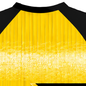 Camiseta Deportiva Raglán Personalizada Amarilla y Negra, Manga Corta, Cuello Redondo, Transpirable, Uniforme Deportivo para Entrenamiento, Rendimiento Deportivo - Product Image 5