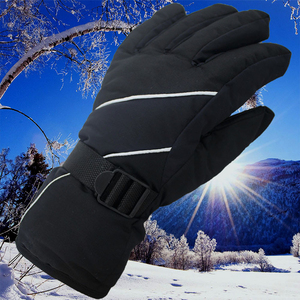 Gants de ski d'hiver à doigts complets, isolés thermiquement, coupe-vent, en nylon, pour sports de plein air, unisexe, fermeture à boucle, rouge et noir à panneaux - Product Image 4