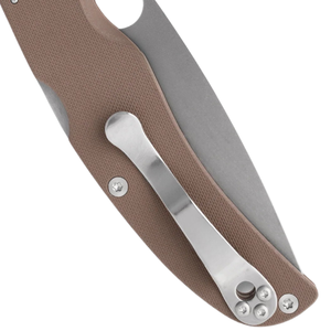 Couteaux pliants classiques marron avec lame argentée finition stonewashed, poignée texturée confortable, trou d'ouverture rond et acier inoxydable - Product Image 6