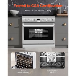 Compact 36\" Freestanding Electric <b>Range</b> Oven 6.0 Cu. Ft. Capacity Stainless Steel Kitchen Stove Featuring 5 Burners Digital - Product Image 6