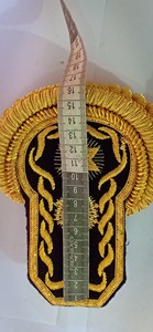 Custom Gold Embroidered <b>Sew</b>-On Badge Patch with Star Pattern & Fringe Fabric Applique for Uniforms, Garments, Jackets & Caps - Product Image 3