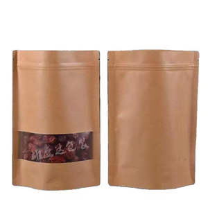Bolsas de papel kraft con ventana transparente, bolsas con cierre hermético de 3.5" x 5.5" para almacenamiento de alimentos, empaque de productos, reutilizables y sellables - Product Image 1