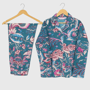Conjunto de Pijama de Satén para Mujer, Manga Larga, Estampado Floral, Cuello con Muescas y Pantalones hasta el Tobillo - Product Image 3