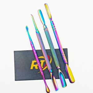 Professional Reusable Stainless Steel Square Nail Cuticle Pusher Double Ended Manicure Pedicure Spoon Head <b>Tool</b> OEM Custom Logo - Product Image 1