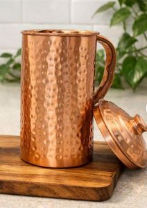 Ensemble de carafes en cuivre avec surface résistante aux rayures, ensemble de service en métal avec verres, durable, réutilisable, pour cuisine et salle à manger. - Product Image 3