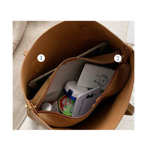 Bolso Tote de Cuero PU con Cierre de Cremallera, Compartimento Antirrobo para Computadora, Estilo Minimalista, Color Marrón, Personalizable - Product Image 3