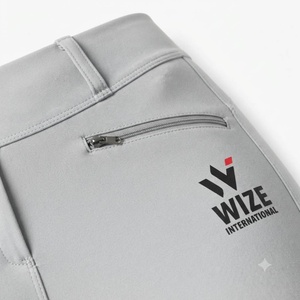 WIZE Culotte d'équitation unisexe taille haute longueur intégrale en velours côtelé extensible dans quatre directions, taille élastique, imprimé gris avec logo personnalisé - Product Image 4