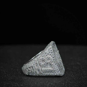 Moissanite Iced Out <b>Initial</b> Letter <b>Ring</b> Hip Hop Statement Jewelry Pave <b>Signet</b> <b>Ring</b> Luxury Custom Gift for Men Women - Product Image 4