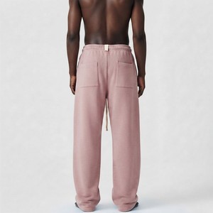 Men's Relaxed Fit Wide Leg Sweatpants Soft Cotton Blend Drawstring Casual Lounge <b>Trousers</b> With Side Pockets Everyday Comfort - Product Image 5